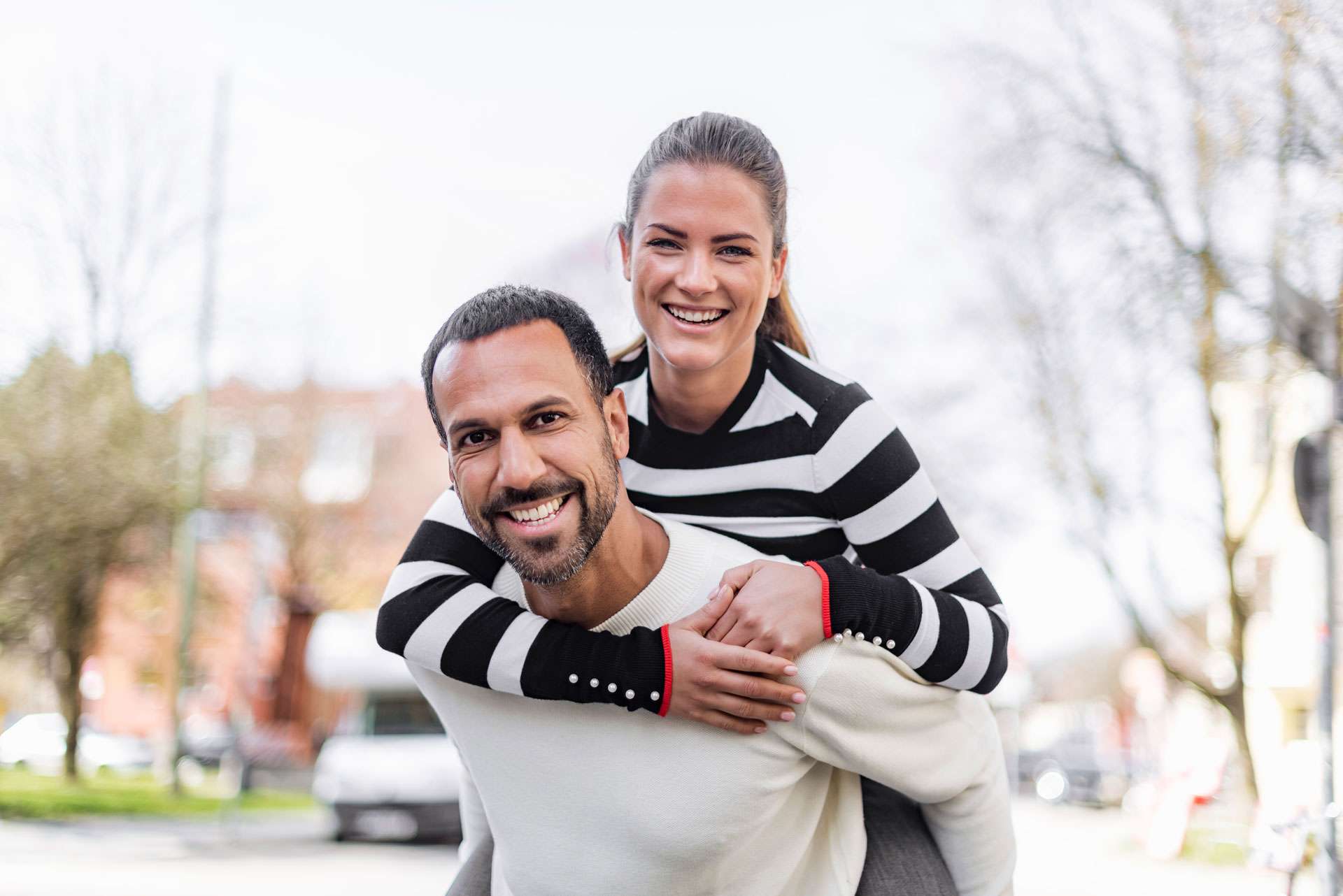 Couple having fun outdoors.