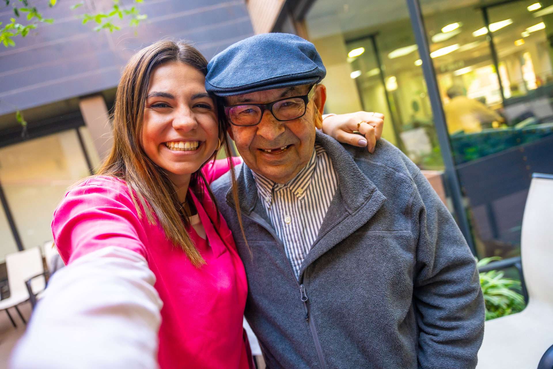 Nurse selfie with grandpa.
