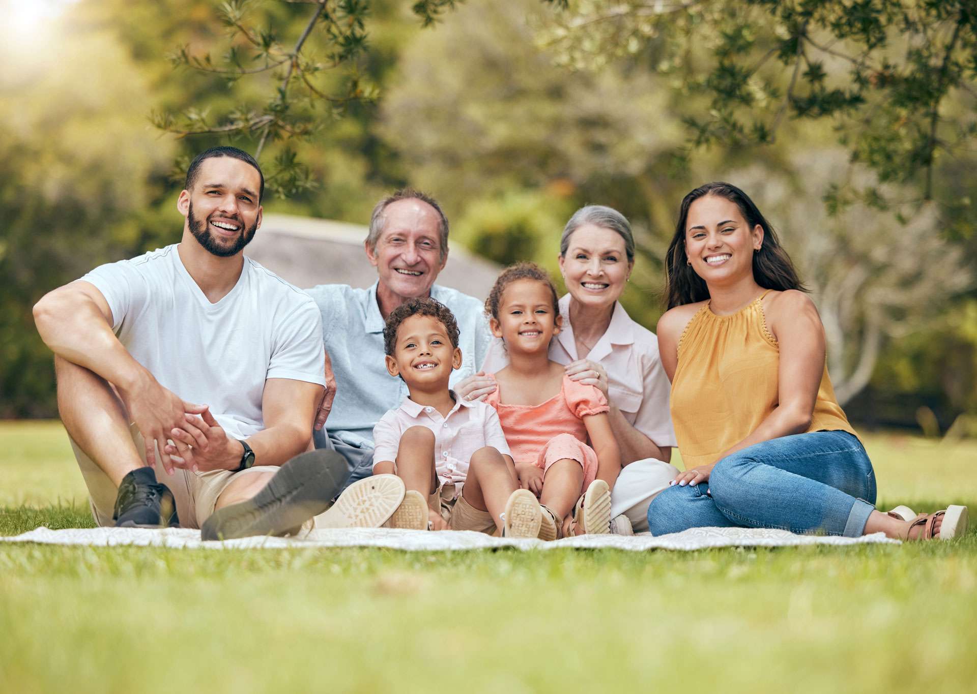 Family picnic outdoors.