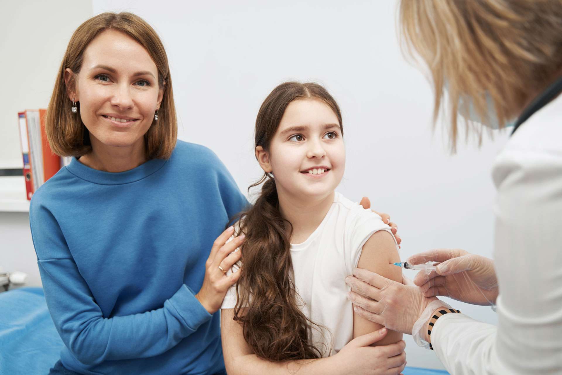 Little girl getting vaccinated.