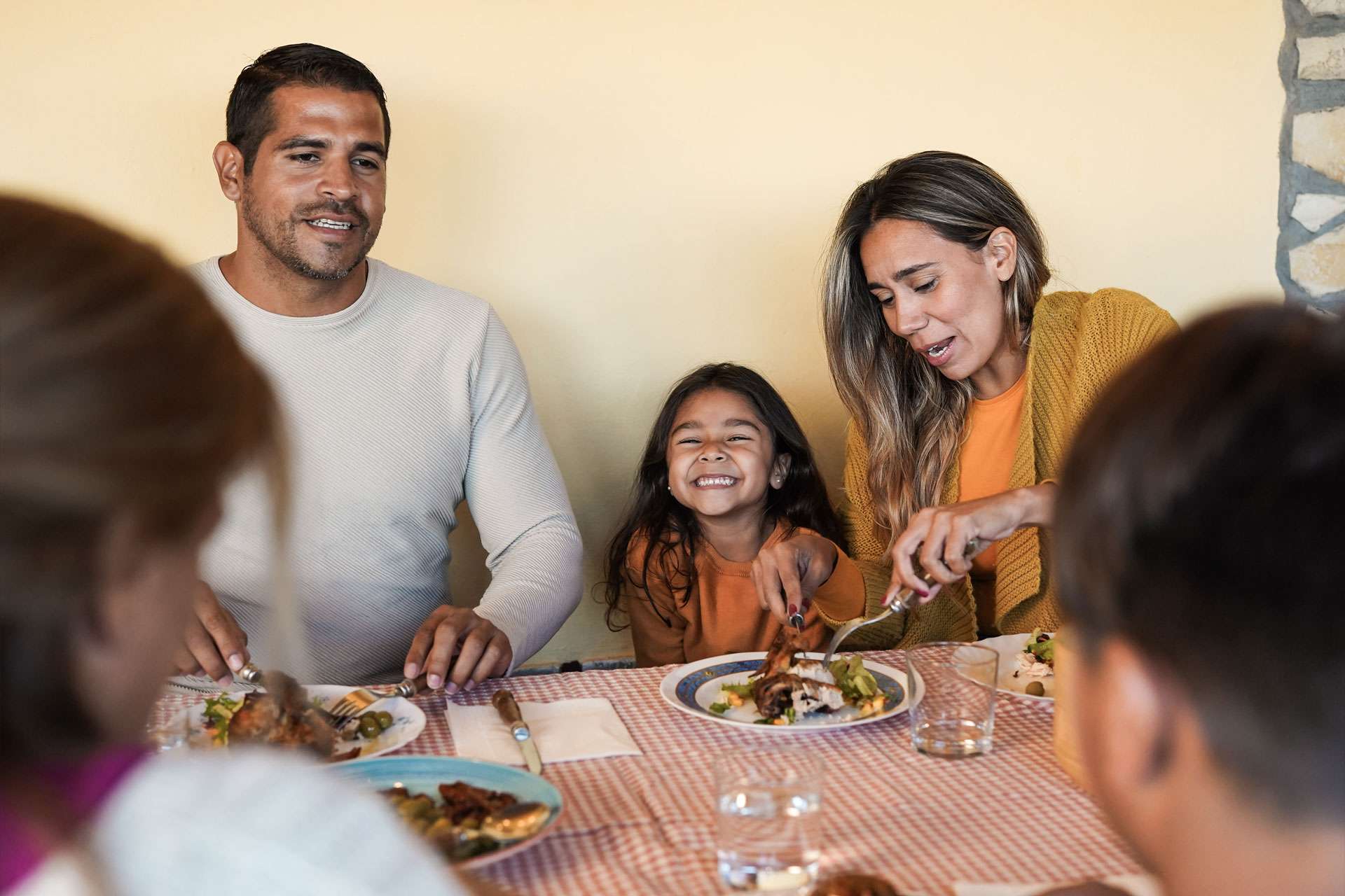Family having a meal.