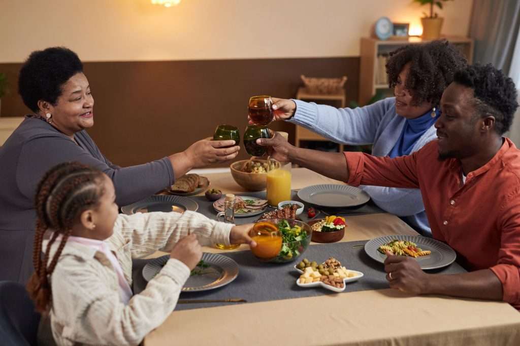 Family having a dinner together.