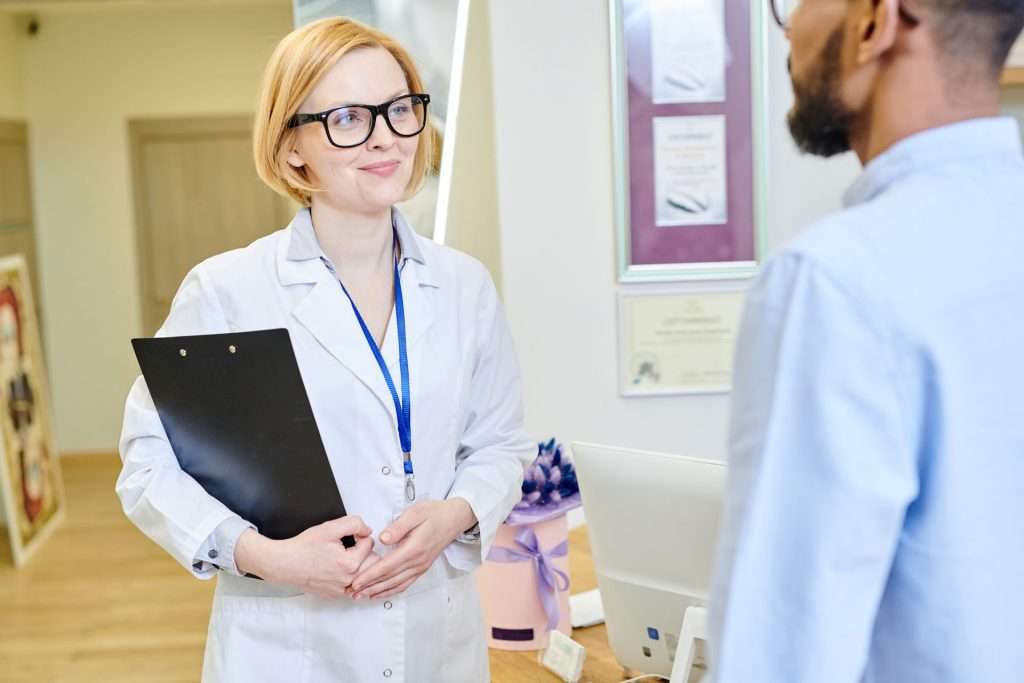 Doctor talking to patient.