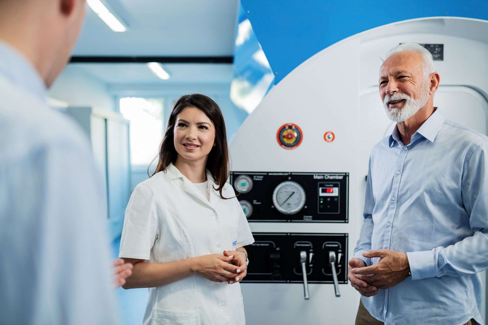Doctor smiling with the patient.