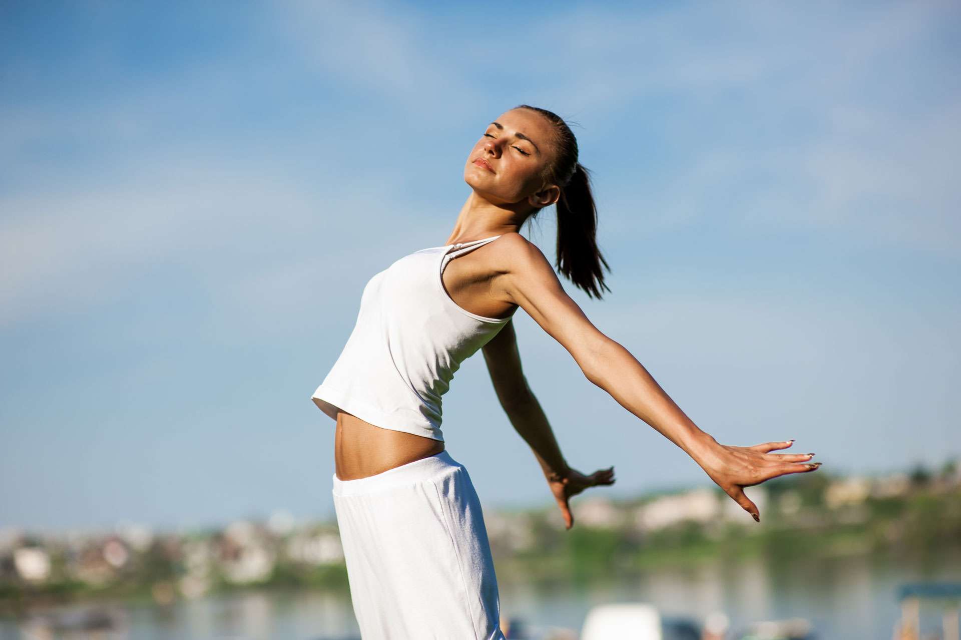 Woman engaged in fitness.