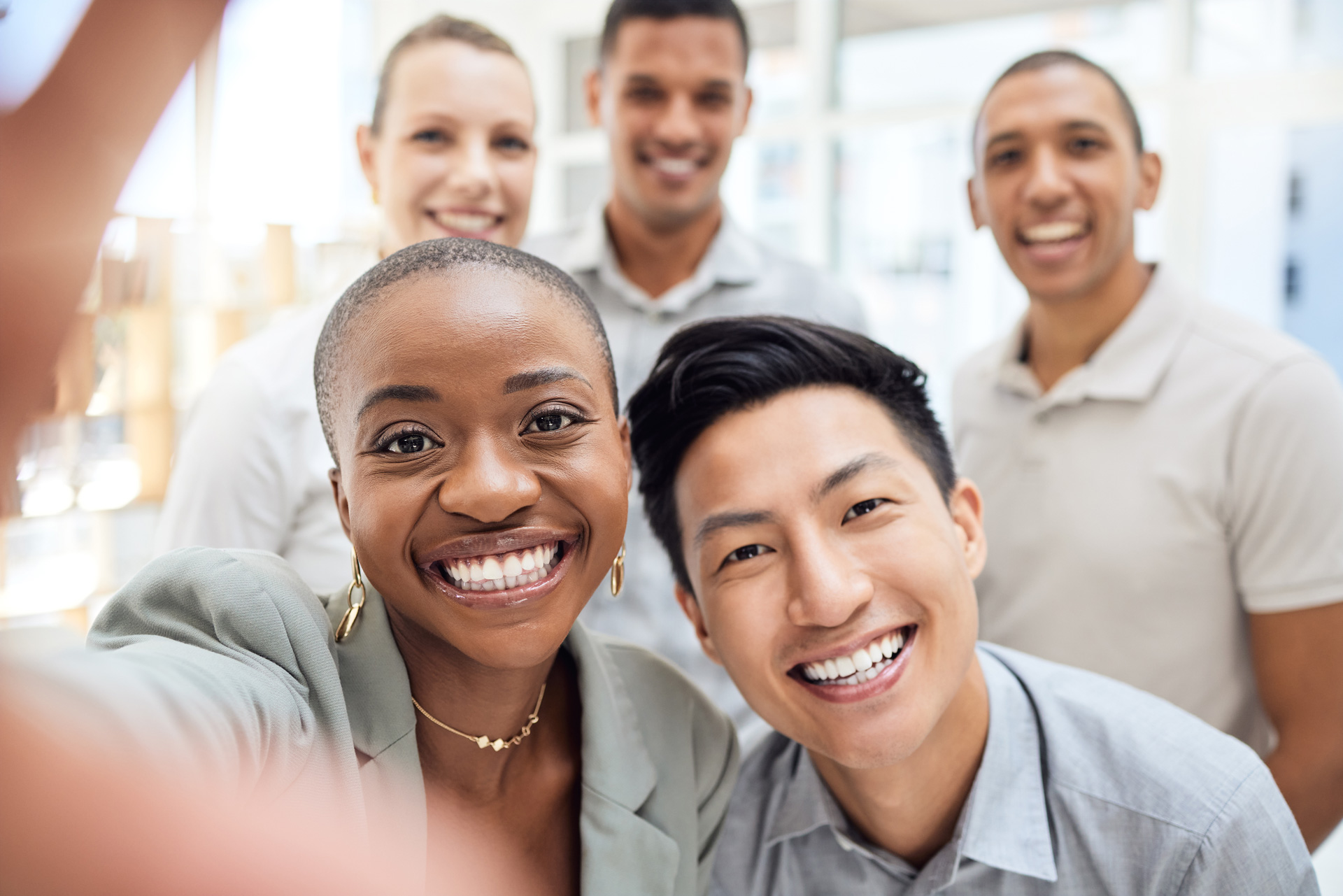 Smiling colleagues.